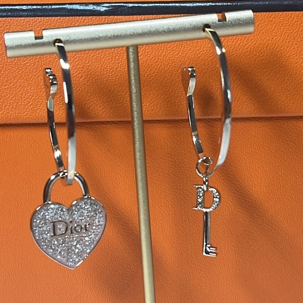 DIOR Heart Lock & Key Earrings Vintage